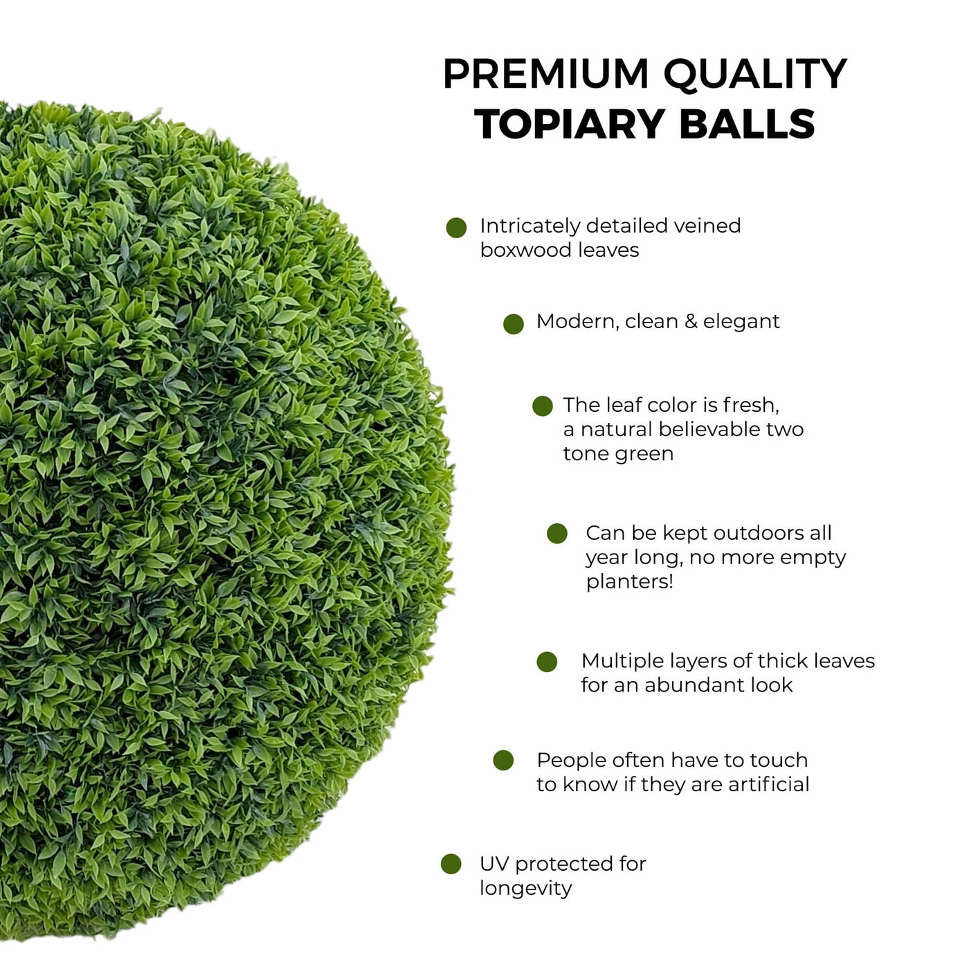 365 Curb Appeal Topiary ball 16" size large - Set of 2 Large Better Than A Boxwood Topiary Balls