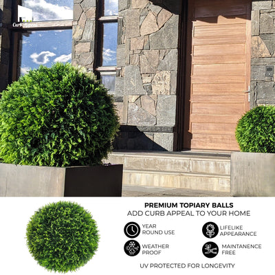 365 Curb Appeal Topiary ball 16" Size Large - Set of 2 Large Cedar Topiary Balls