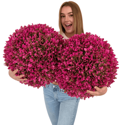 365 Curb Appeal Topiary ball 16" size large - Set of 2 Large Hot Pink Topiary Balls