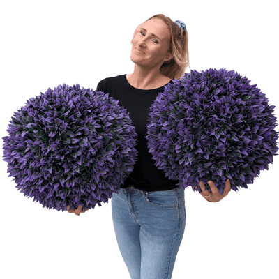 365 Curb Appeal Topiary ball 16" Size Large - Set of 2 Large Jagged Purple Leaf Topiary Balls