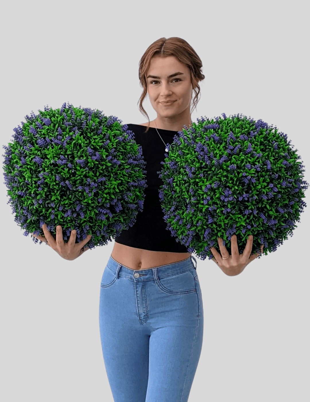 365 Curb Appeal Topiary ball 16" Size Large - Set of 2 Large Lavender Topiary Balls