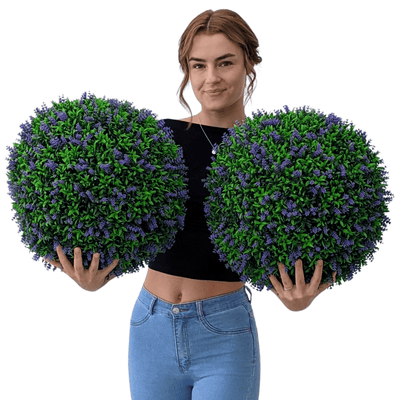 365 Curb Appeal Topiary ball 16" Size Large - Set of 2 Large Lavender Topiary Balls