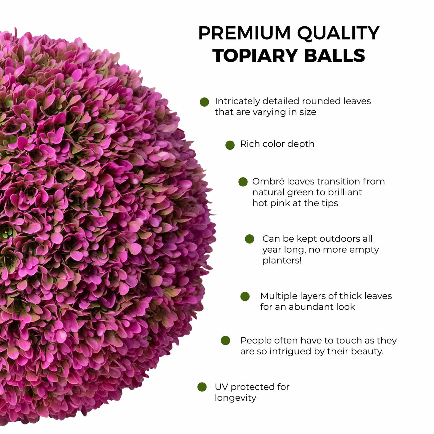 365 Curb Appeal Topiary ball 16" size large - Set of 2 Large Pink Topiary Balls