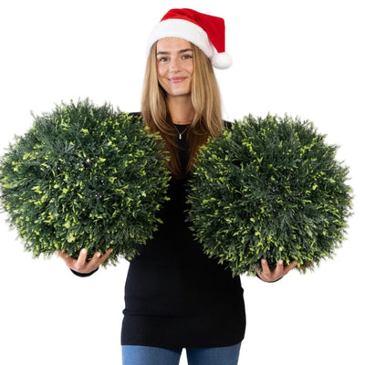 365 Curb Appeal Topiary ball 2 PACK (4 halves) 16” Pair of Large - Cedar Cypress Topiary Balls