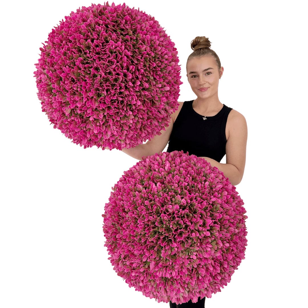 365 Curb Appeal Topiary ball 2 PACK (4 halves) 23" XL - Hot Pink Topiary Balls