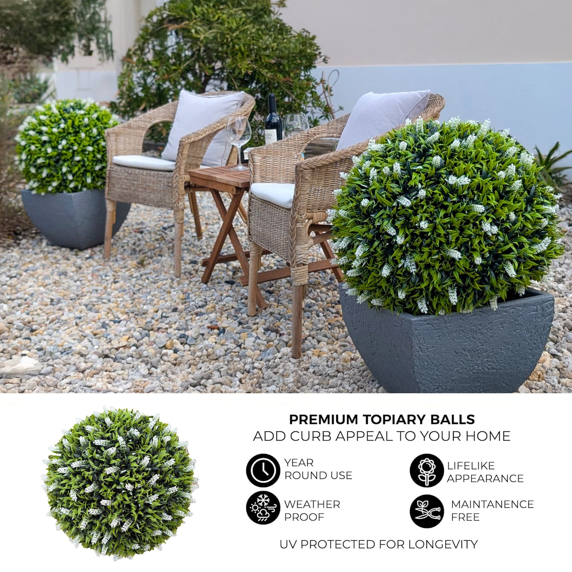 365 Curb Appeal Topiary ball 2 PACK (4 halves) 23