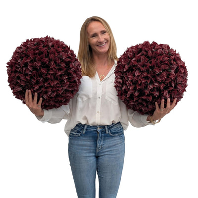 365 Curb Appeal Topiary ball 2 PACK (4 halves) Burgundy Topiary Ball size large (2 Pack)