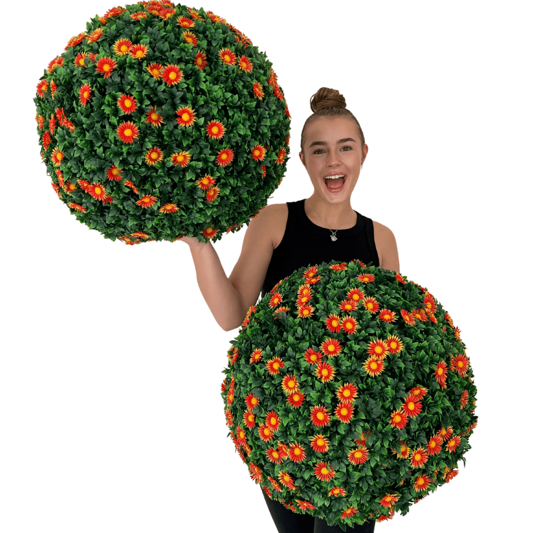 365 Curb Appeal Topiary ball 2 topiary balls (4 halves) 21" XL Mums Topiary Ball