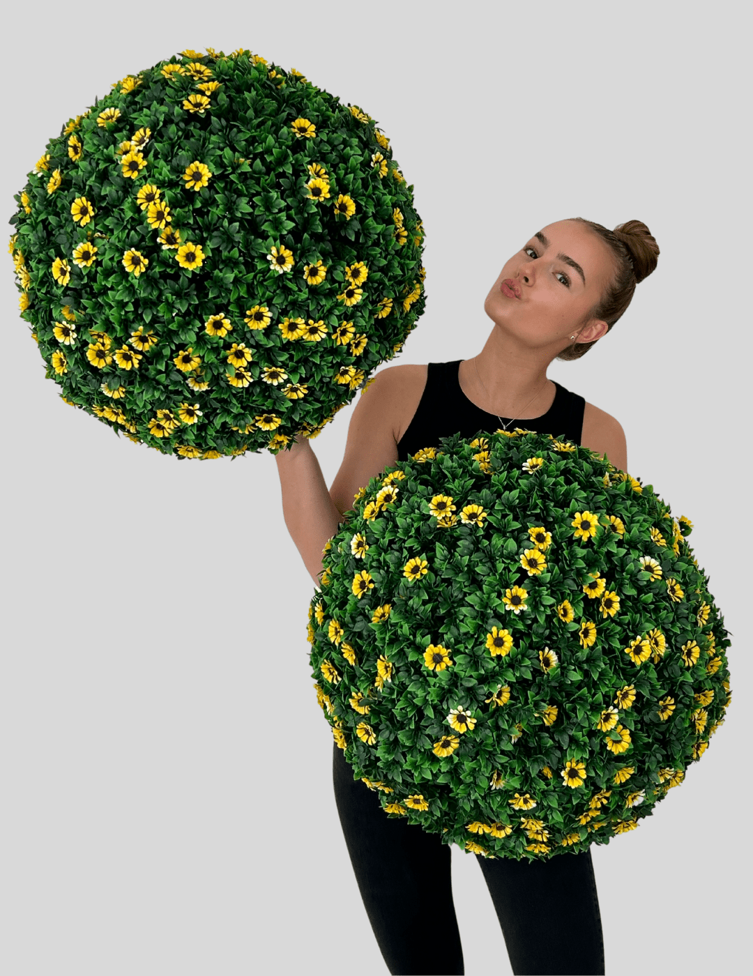 365 Curb Appeal Topiary ball 2 topiary balls (4 halves) 21" XL Sunflower Topiary Ball
