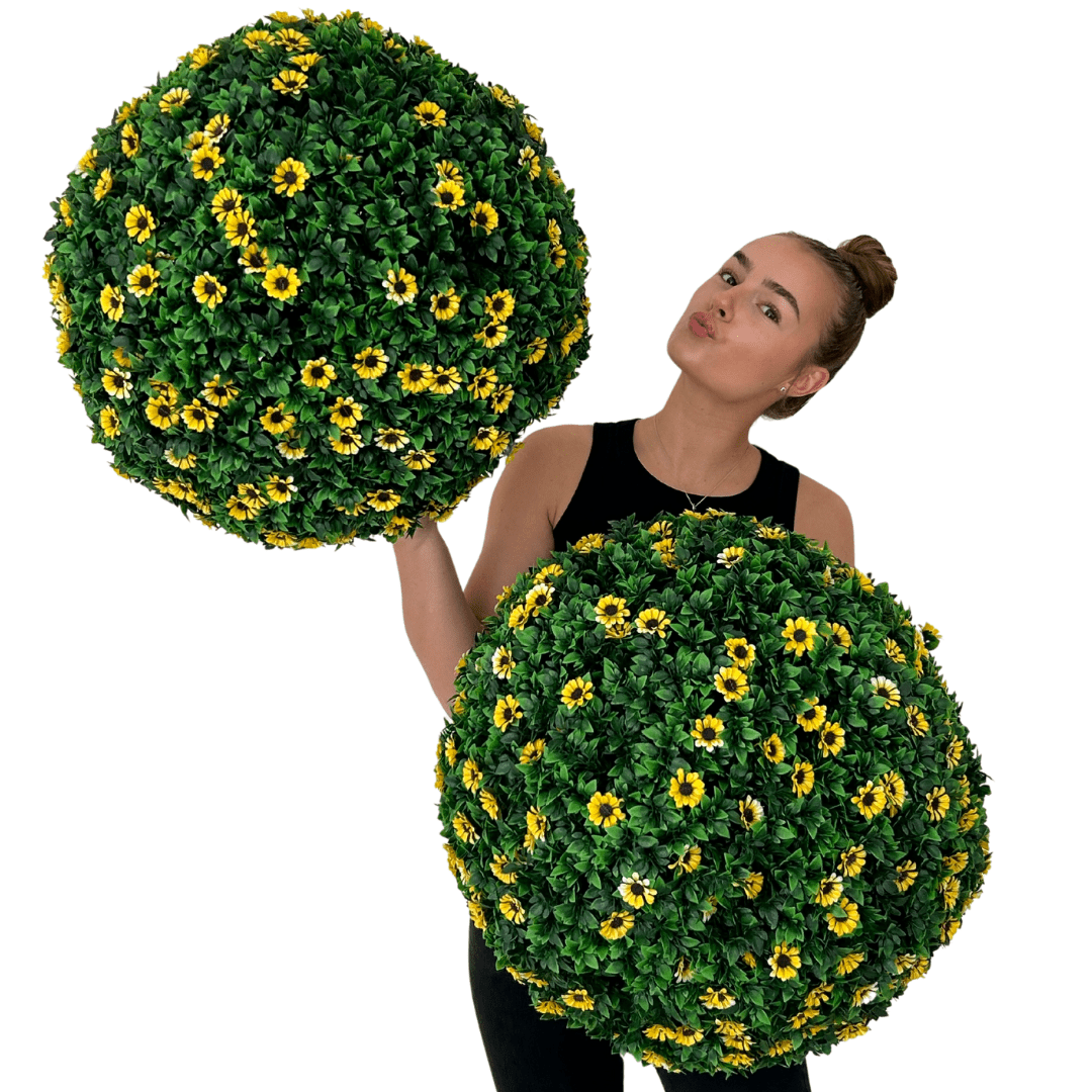 365 Curb Appeal Topiary ball 2 topiary balls (4 halves) 21" XL Sunflower Topiary Ball