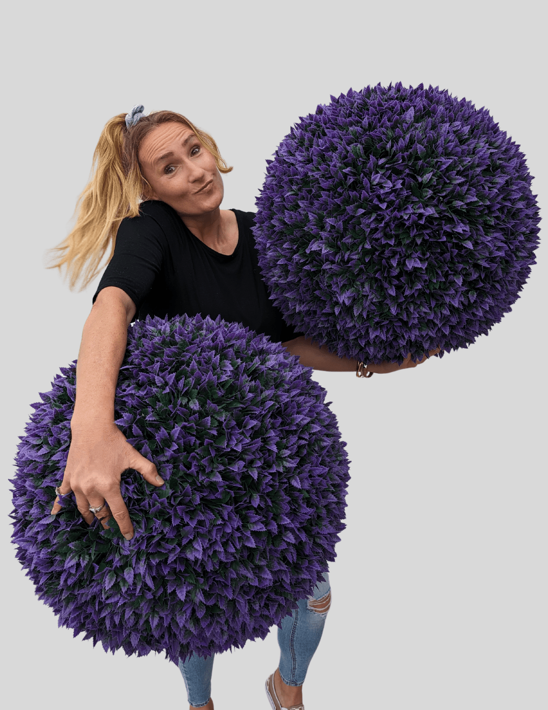 365 Curb Appeal Topiary ball 2 topiary balls (4 halves) 23" XL Jagged Purple Leaf Topiary Ball