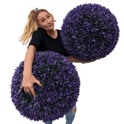 365 Curb Appeal Topiary ball 2 topiary balls (4 halves) 23" XL Jagged Purple Leaf Topiary Ball