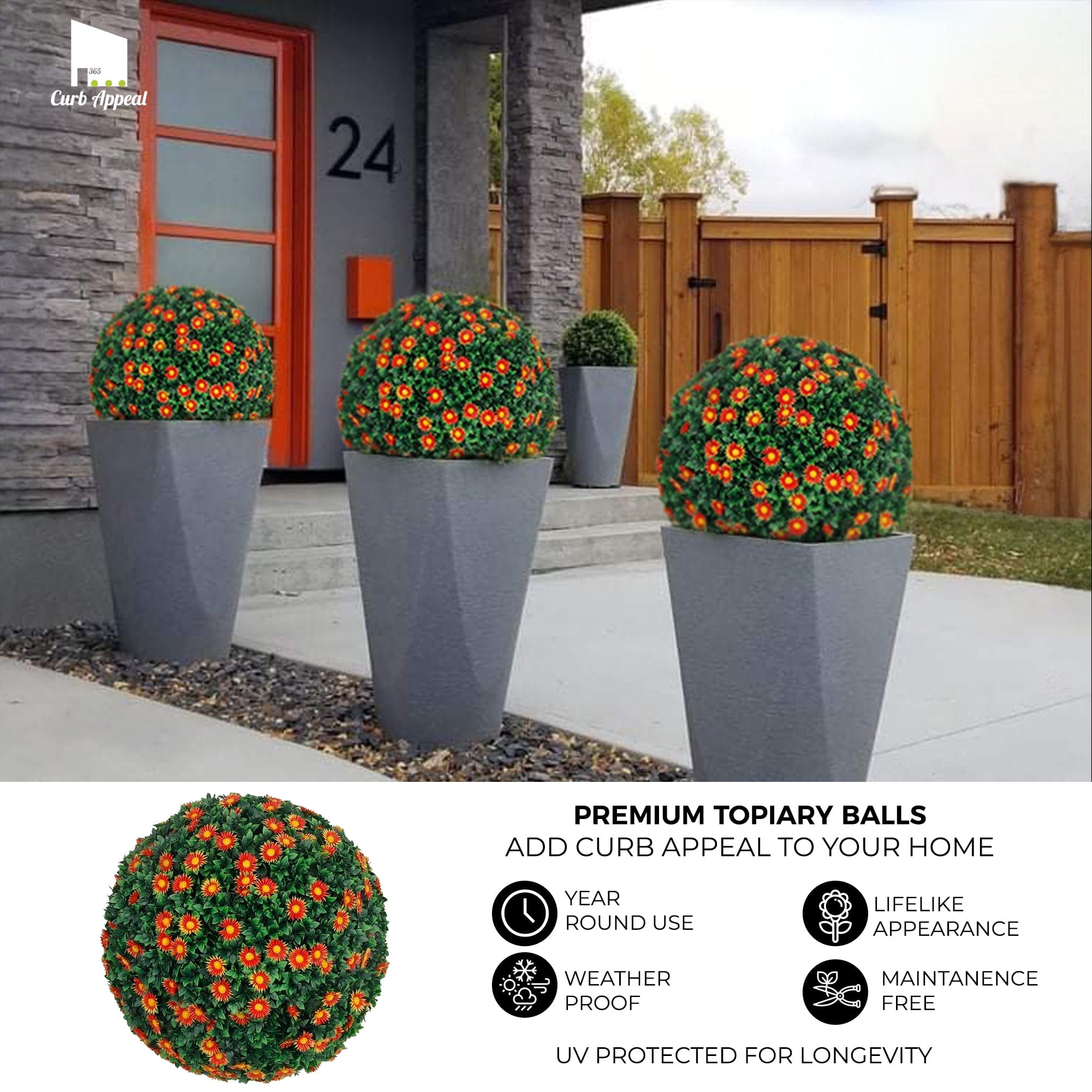 365 Curb Appeal Topiary ball 21" XL Mums Topiary Ball