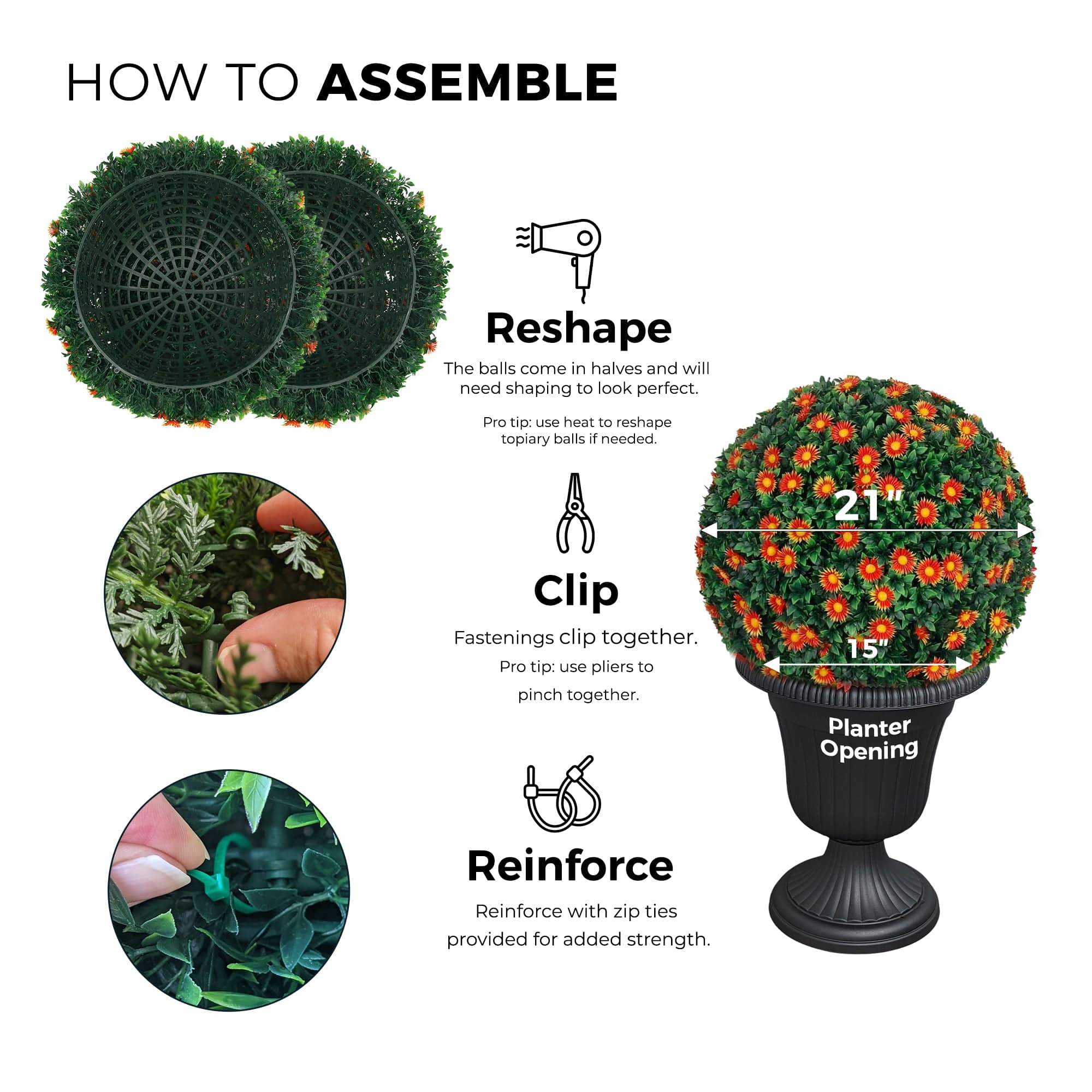 365 Curb Appeal Topiary ball 21" XL Mums Topiary Ball