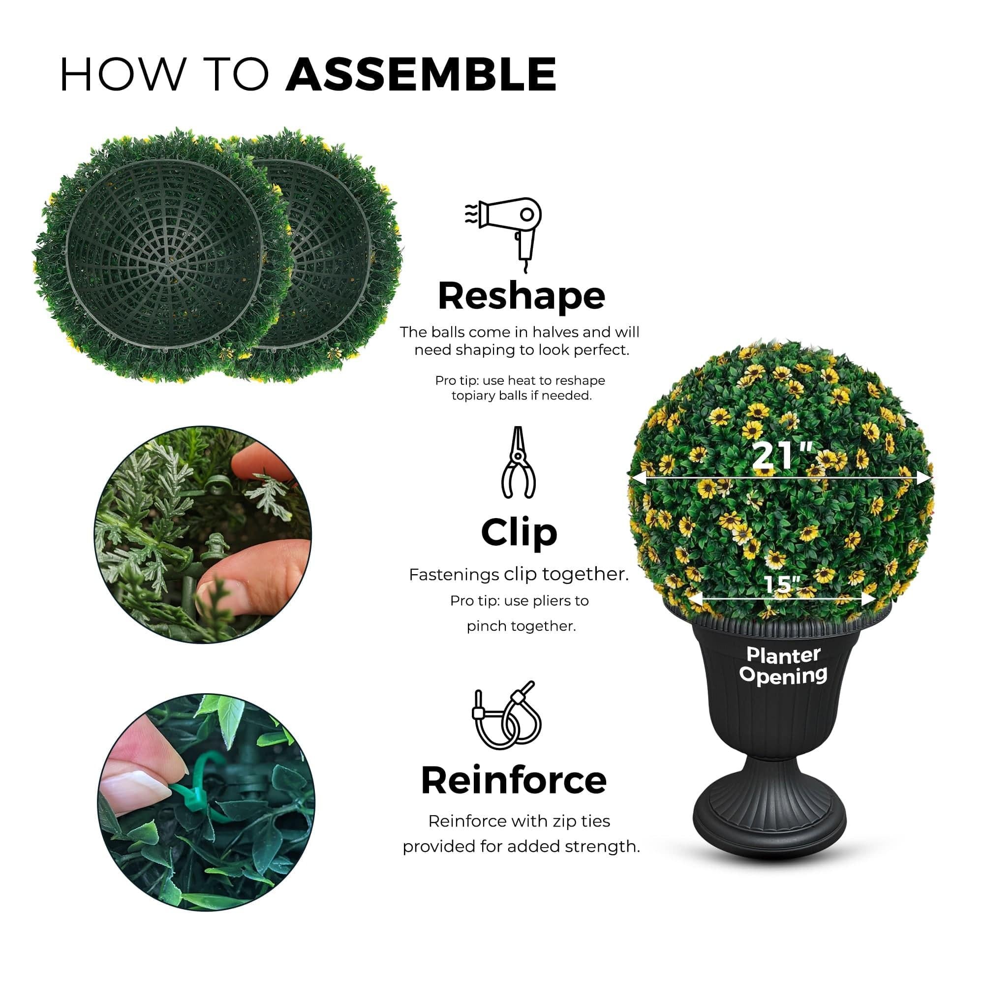 365 Curb Appeal Topiary ball 21" XL Sunflower Topiary Ball