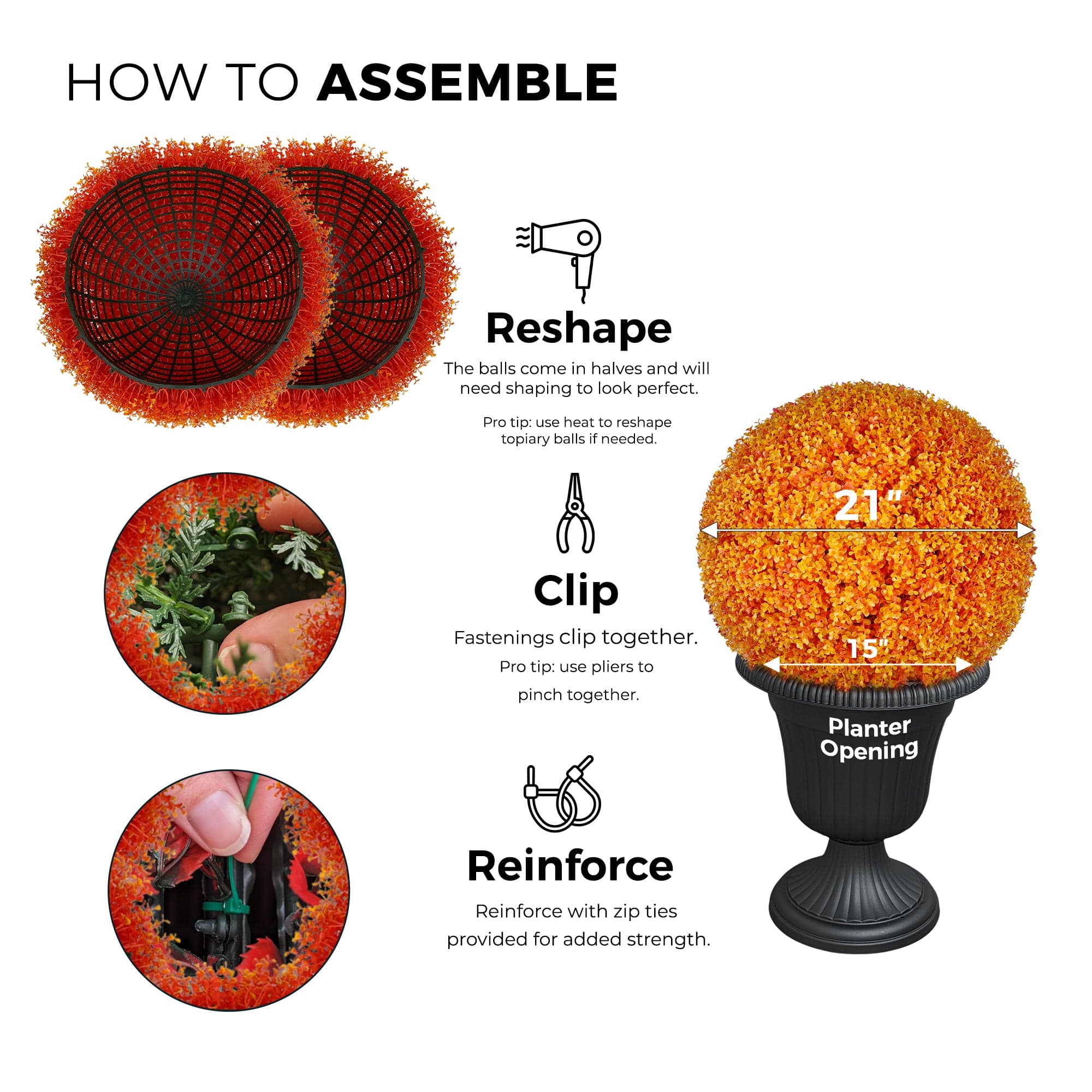 365 Curb Appeal Topiary ball 23" XL Orange Eucalyptus Topiary Ball