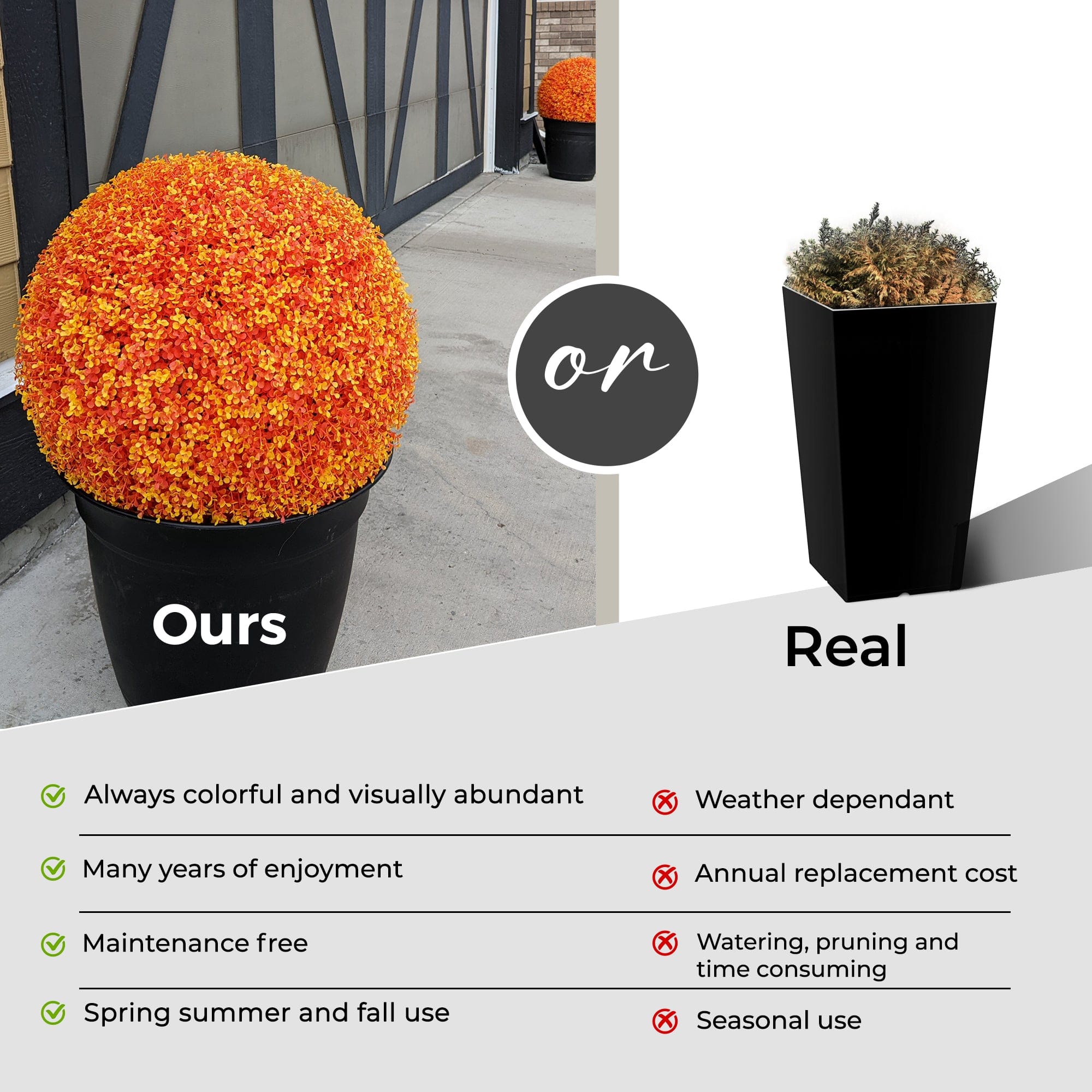 365 Curb Appeal Topiary ball 23" XL Orange Eucalyptus Topiary Ball