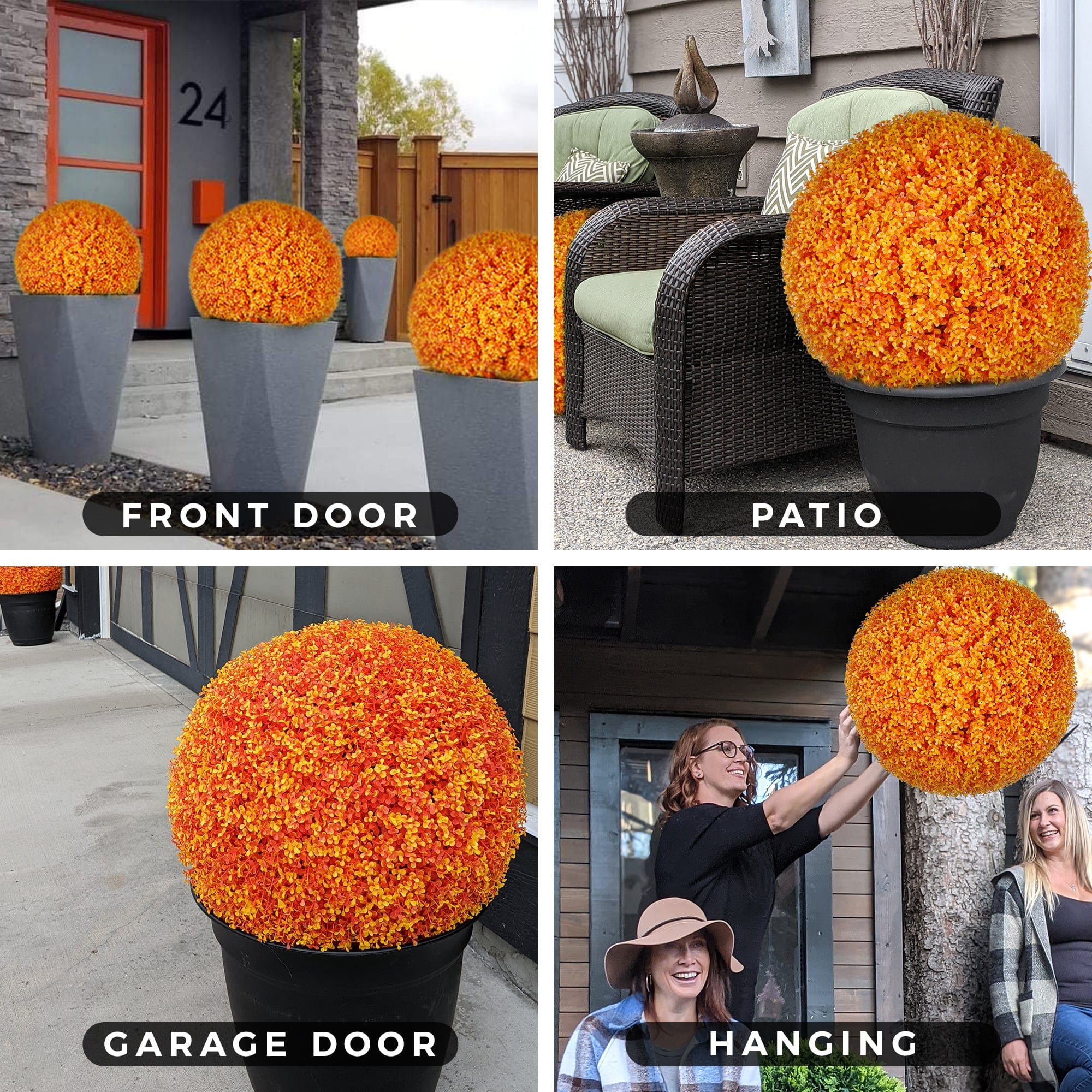 365 Curb Appeal Topiary ball 23" XL Orange Eucalyptus Topiary Ball