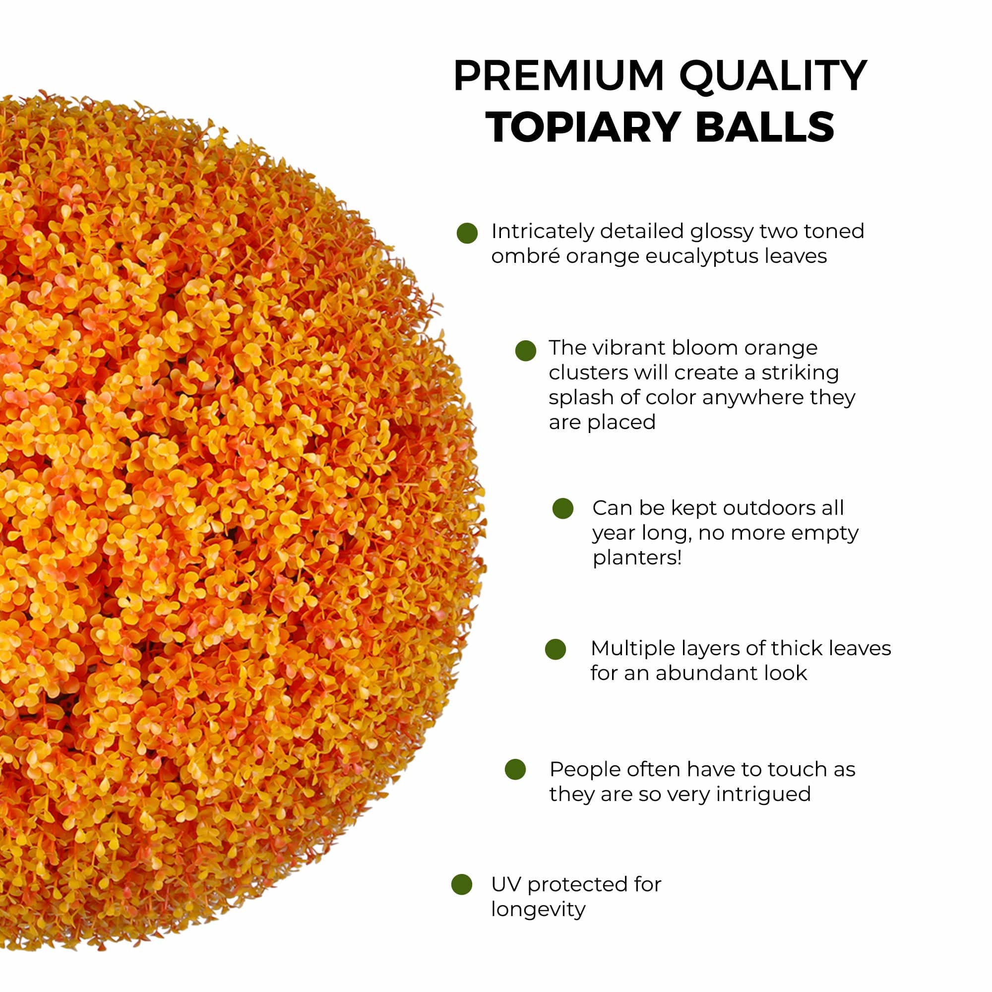 365 Curb Appeal Topiary ball 23" XL Orange Eucalyptus Topiary Ball
