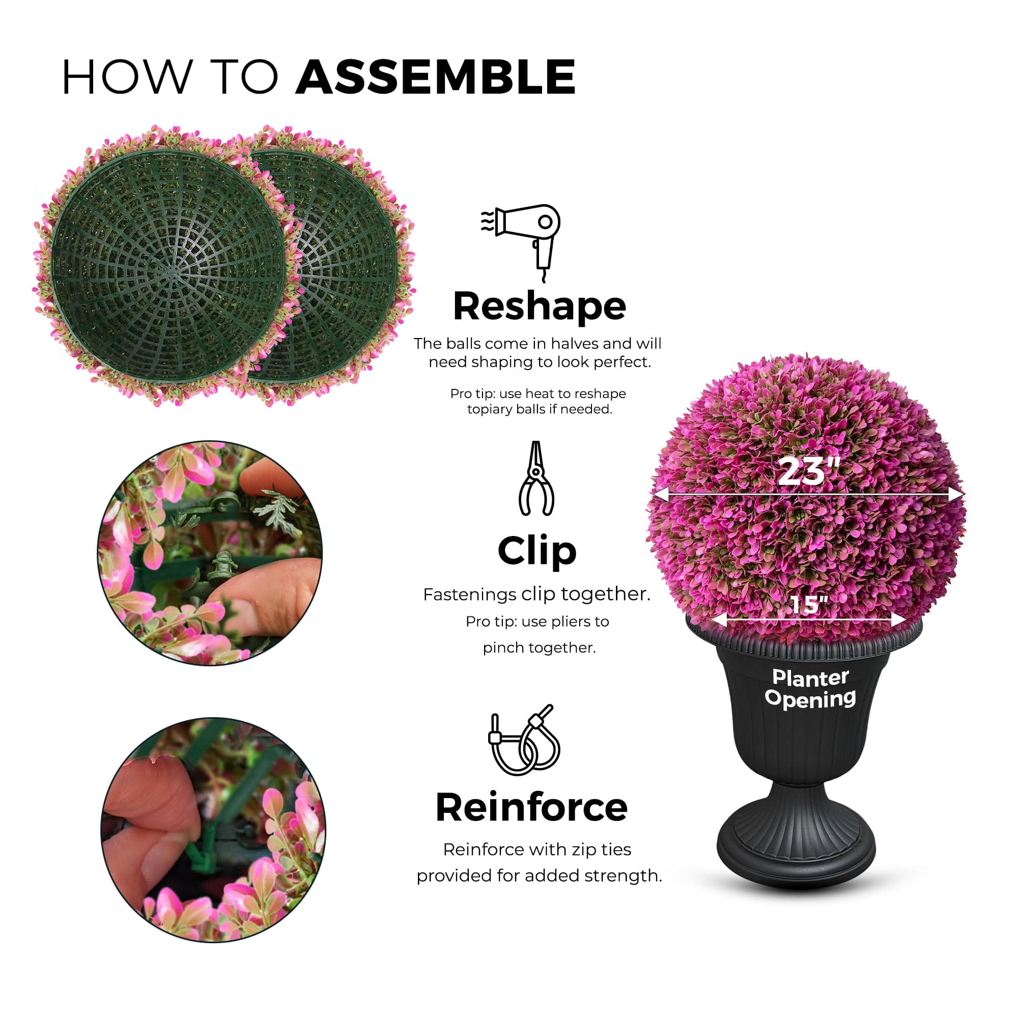 365 Curb Appeal Topiary ball 23" XL Pink Topiary Ball