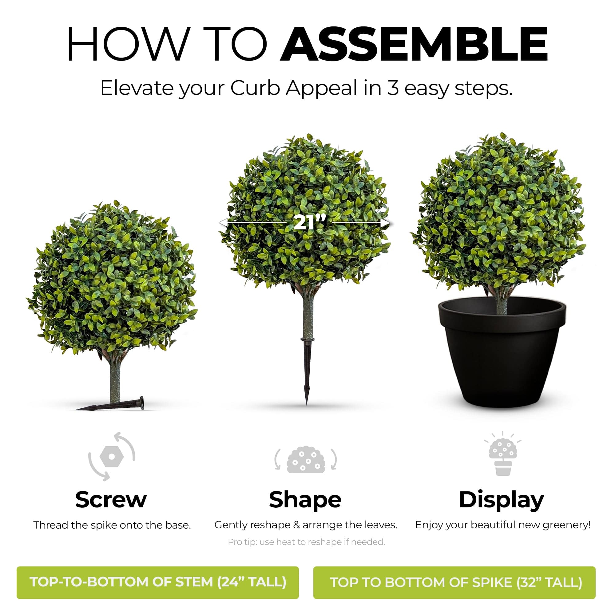 365 Curb Appeal Topiary ball Spiked Aritificial Topiary Bush (Cedar)
