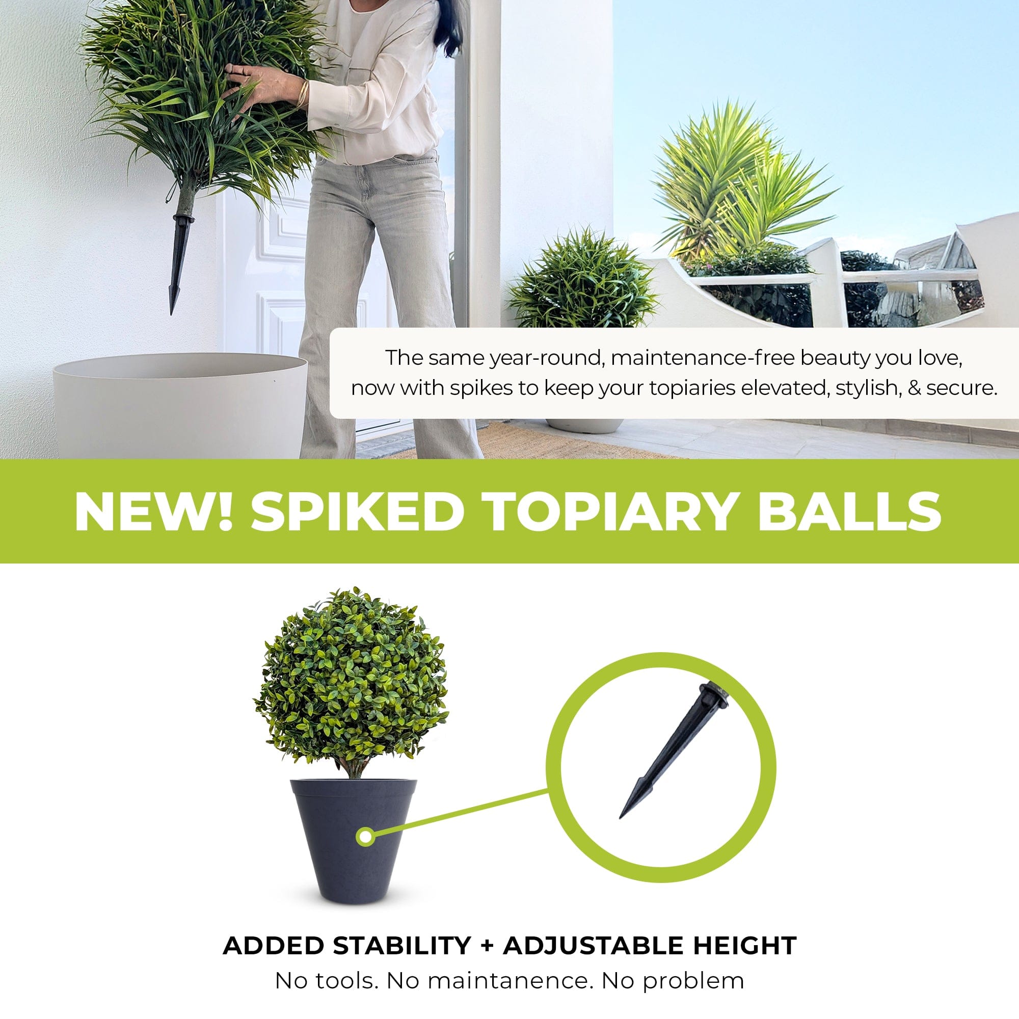 365 Curb Appeal Topiary ball Spiked Aritificial Topiary Bush (Cedar)