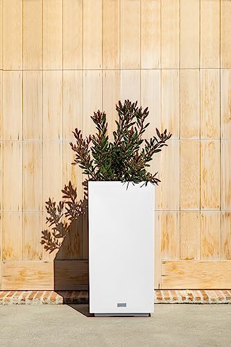 Veradek Block Series Pedestal Planter - Tall Planter for Indoor or Outdoor Front Porch | All-Weather Use with Removable Insert Bucket | Modern Décor for Flowers, Tall Trees, Faux Plants