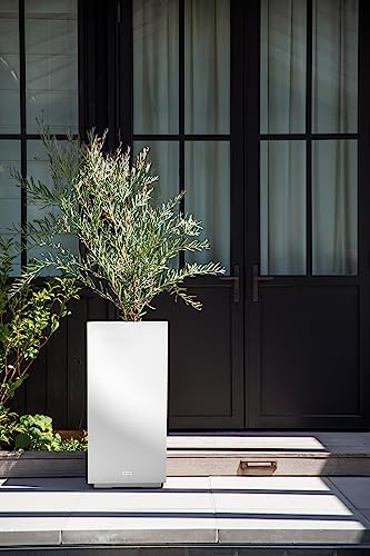 Veradek Block Series Pedestal Planter - Tall Planter for Indoor or Outdoor Front Porch | All-Weather Use with Removable Insert Bucket | Modern Décor for Flowers, Tall Trees, Faux Plants