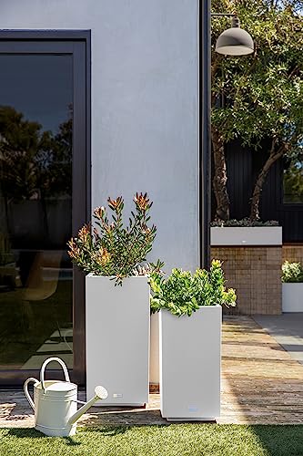 Veradek Block Series Pedestal Planter - Tall Planter for Indoor or Outdoor Front Porch | All-Weather Use with Removable Insert Bucket | Modern Décor for Flowers, Tall Trees, Faux Plants