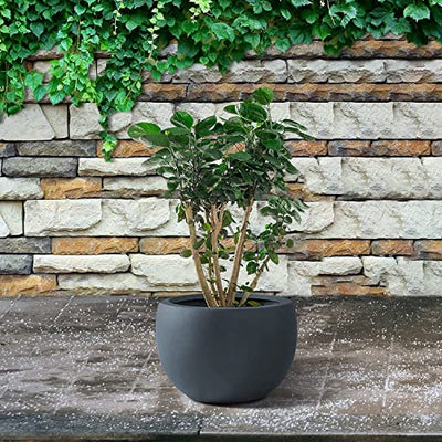 Kante 19.9" Dia Round Concrete Planter, Outdoor/Indoor Large Bowl Plant Pots with Drainage Hole and Rubber Plug for Garden Patio Balcony Home, Charcoal