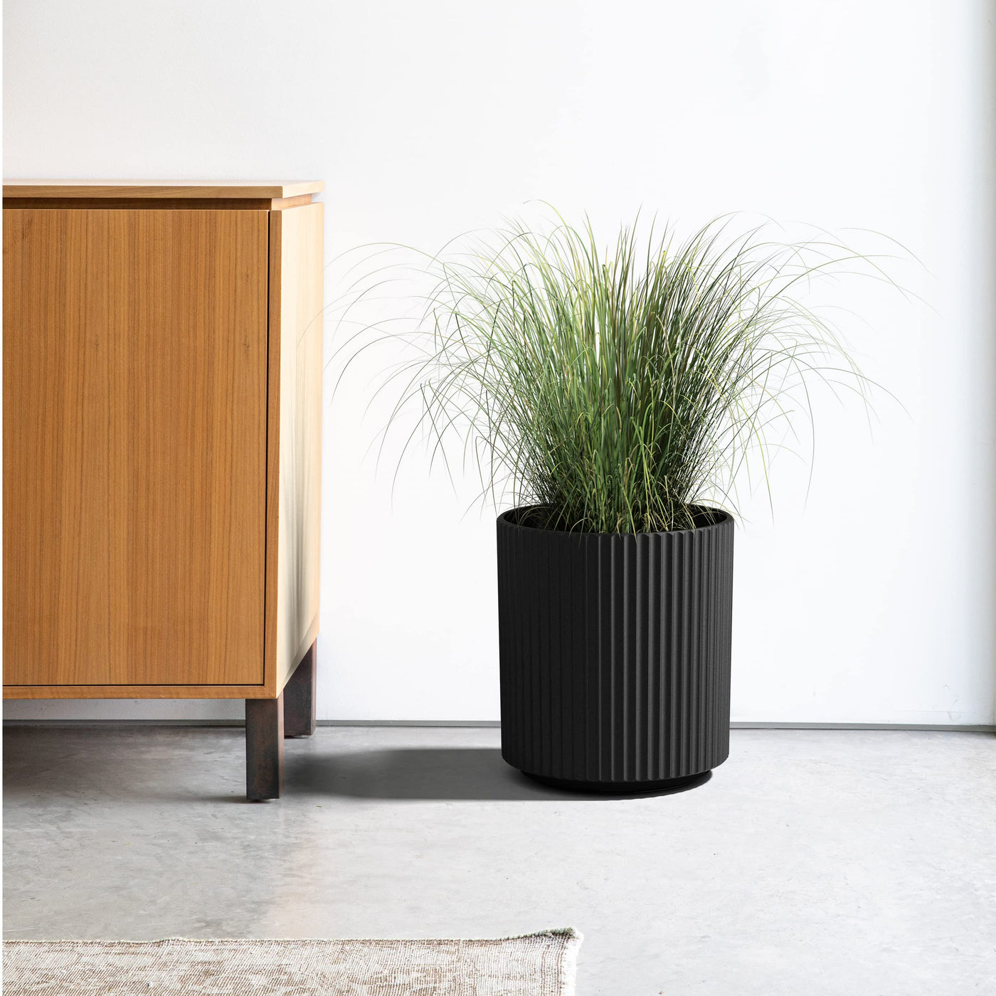 Veradek Demi Series Round Planter for Porch, Patio, Backyard | Durable Plastic-Concrete Material | Modern Décor for Tall Plants, Flowers