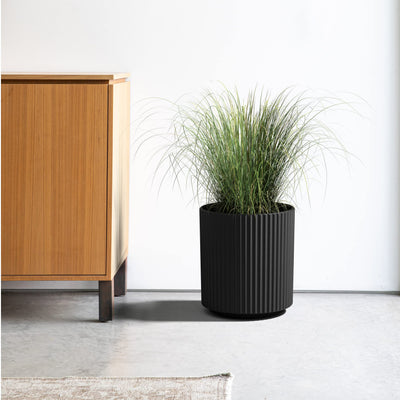 Veradek Demi Series Round Planter for Porch, Patio, Backyard | Durable Plastic-Concrete Material | Modern Décor for Tall Plants, Flowers