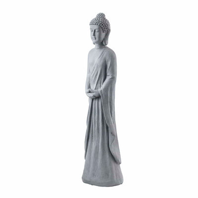 Alpine Corporation Alpine Corporation 32" Tall Cement Standing Buddha Outdoor Garden Statue, Gray