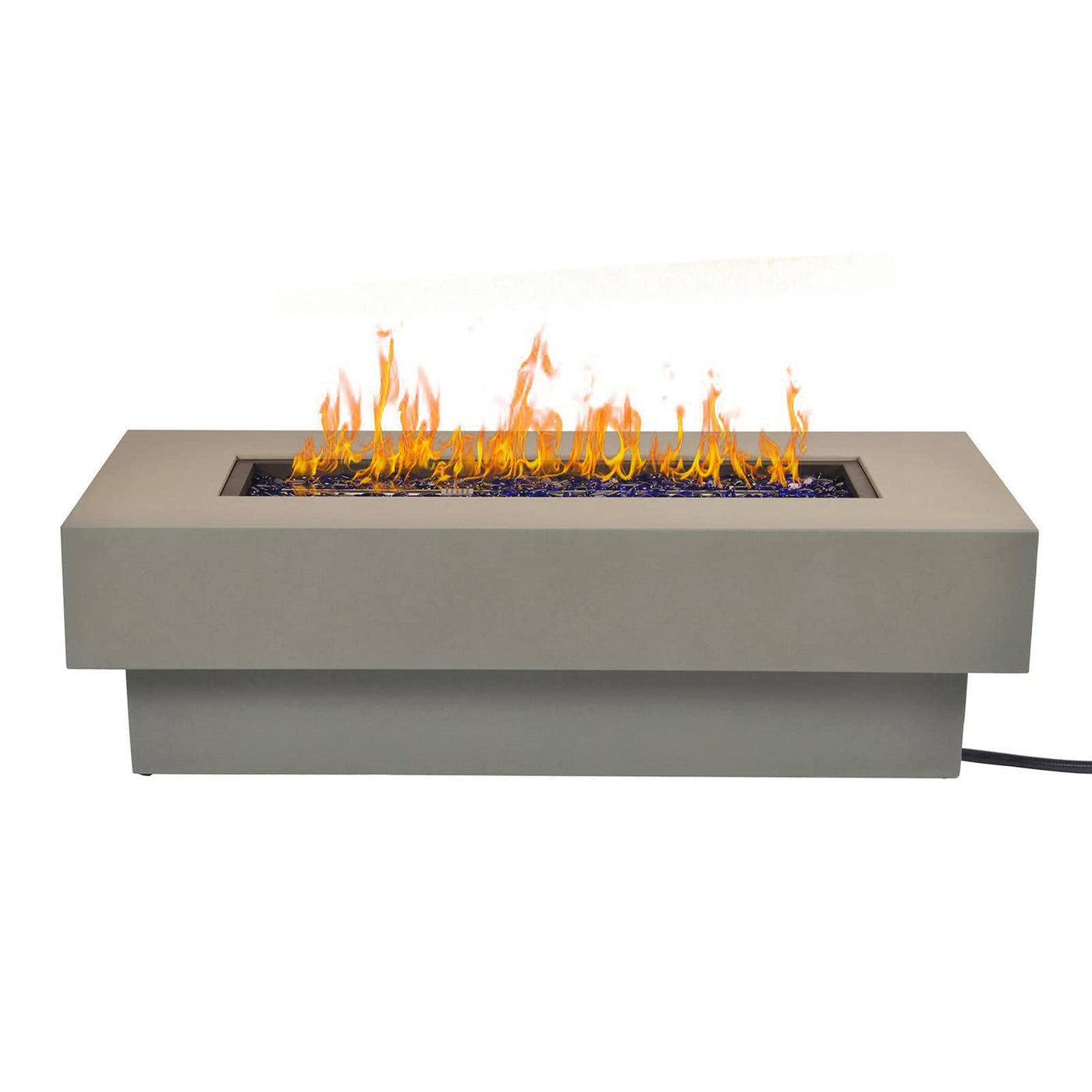 BAIDE HOME BAIDE HOME Outdoor Low Profile Fire Table, 48-inch Rectangle Propane Gas Fire Pit Table, 50,000 BTU Modern Firepit w/Lid, Fire Glass, Cover, Pre-Attached 10ft Propane Hose, Flint Gray