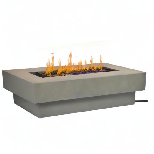 BAIDE HOME BAIDE HOME Outdoor Low Profile Fire Table, 48-inch Rectangle Propane Gas Fire Pit Table, 50,000 BTU Modern Firepit w/Lid, Fire Glass, Cover, Pre-Attached 10ft Propane Hose, Flint Gray