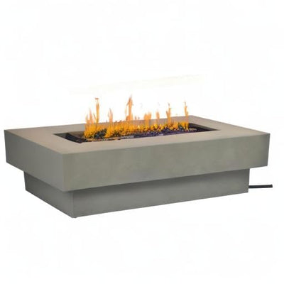 BAIDE HOME BAIDE HOME Outdoor Low Profile Fire Table, 48-inch Rectangle Propane Gas Fire Pit Table, 50,000 BTU Modern Firepit w/Lid, Fire Glass, Cover, Pre-Attached 10ft Propane Hose, Flint Gray