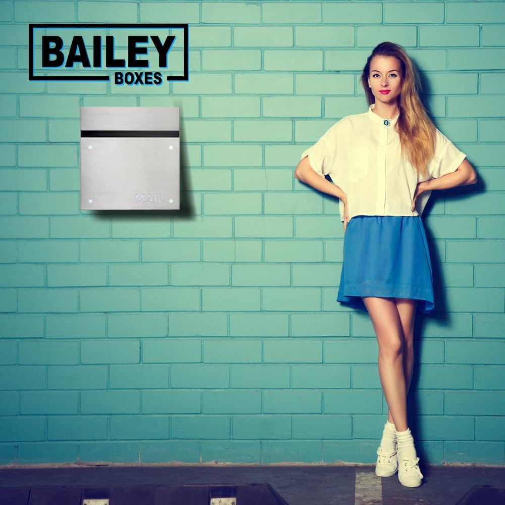 BAILEY BOXES Wall-Mounted Modern Locking Mailbox from Bailey Boxes: Enhance Your Home with The Dalton - 14.25" H x 14" W x 5.75" D. Elevate Your Space with This Stylish and Secure Addition.