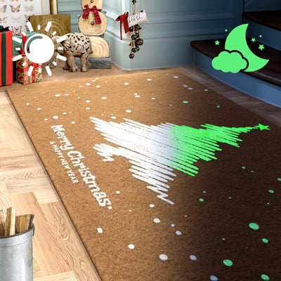 Carvapet Carvapet Christmas Doormat-Glow-in-The-Dark Carpet- Artificial Coir Doormat with Non-Slip Backing for Indoor and Outdoor 17 x 30 inch Front Door Welcome Mat -Christmas Tree