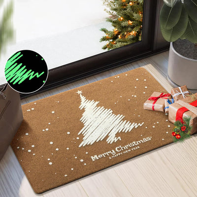 Carvapet Carvapet Christmas Doormat-Glow-in-The-Dark Carpet- Artificial Coir Doormat with Non-Slip Backing for Indoor and Outdoor 17 x 30 inch Front Door Welcome Mat -Christmas Tree