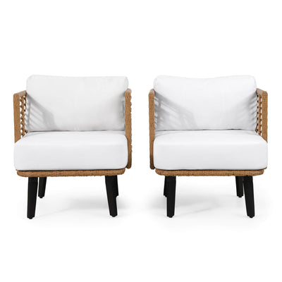 Christopher Knight Home Christopher Knight Home 315003 Nic Outdoor Club Chair, Metal, White + Light Brown + Black