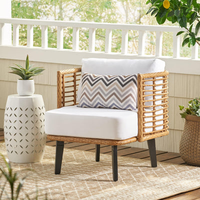 Christopher Knight Home Christopher Knight Home 315003 Nic Outdoor Club Chair, Metal, White + Light Brown + Black