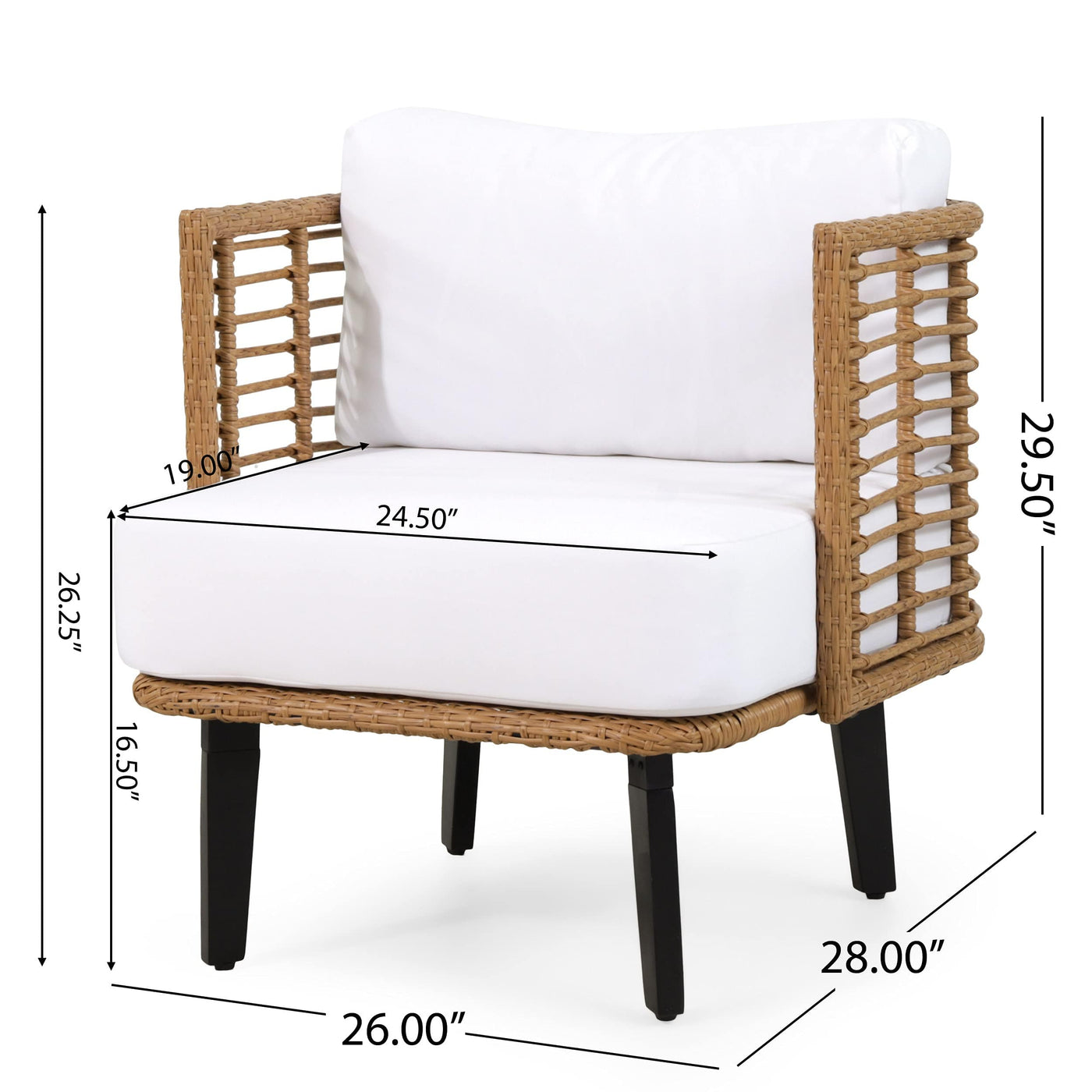 Christopher Knight Home Christopher Knight Home 315003 Nic Outdoor Club Chair, Metal, White + Light Brown + Black