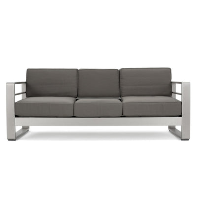 Christopher Knight Home Christopher Knight Home Cape Coral Outdoor 5 Seater Aluminum Sofa Chat Set with 2 Side Tables, 32.00 "W x 27.5 "D x 24.6 "H, Silver + Khaki