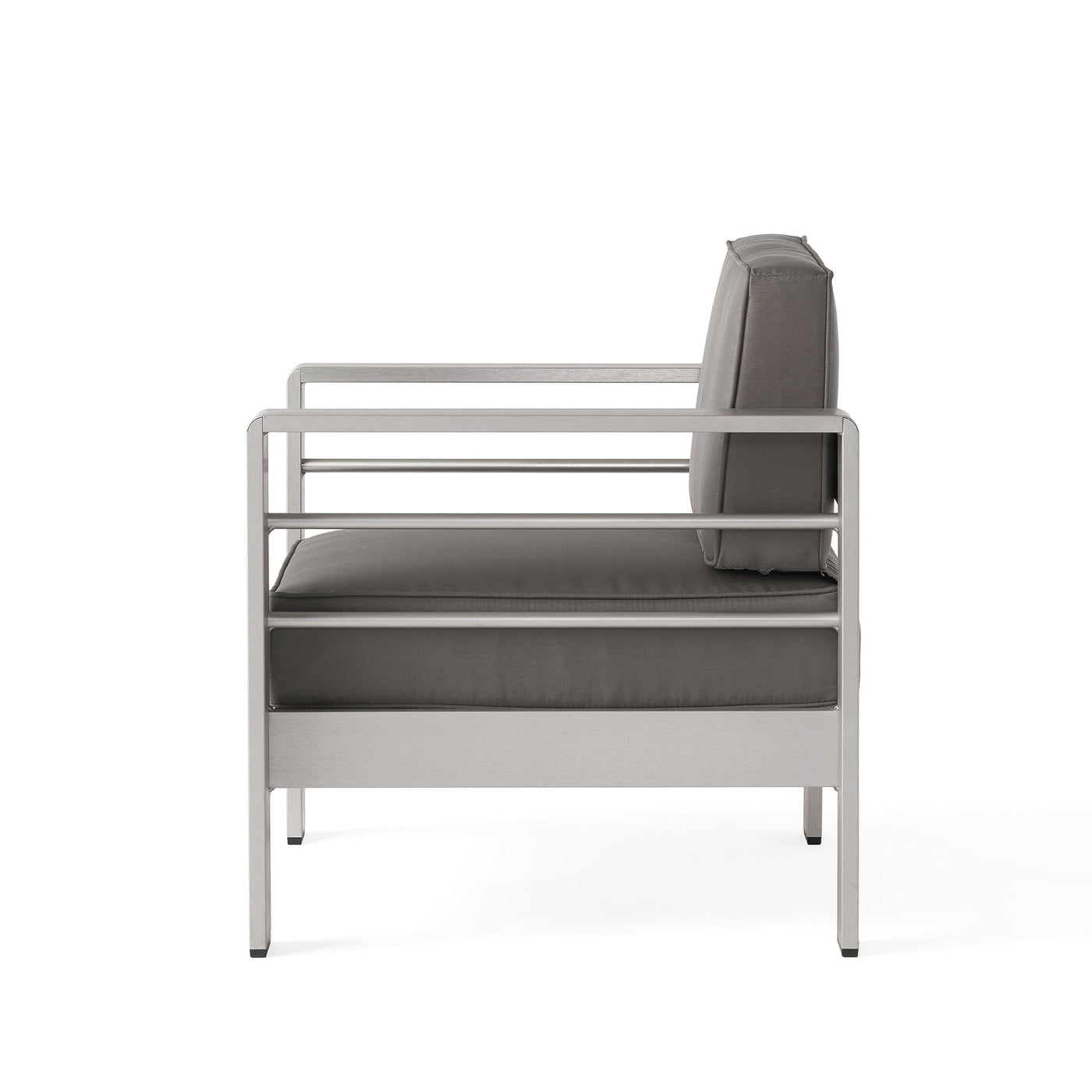 Christopher Knight Home Christopher Knight Home Cape Coral Outdoor Aluminum Club Chairs with Side Table, Khaki / Silver