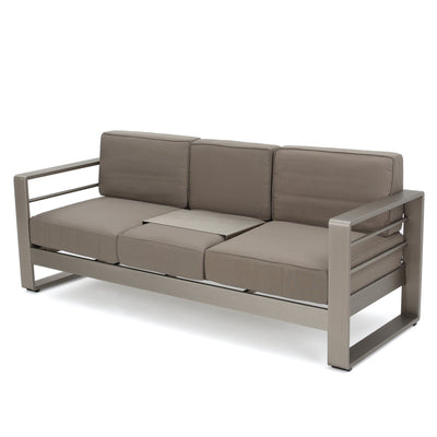 Christopher Knight Home Christopher Knight Home Cape Coral Outdoor Loveseat Sofa with Tray, Khaki