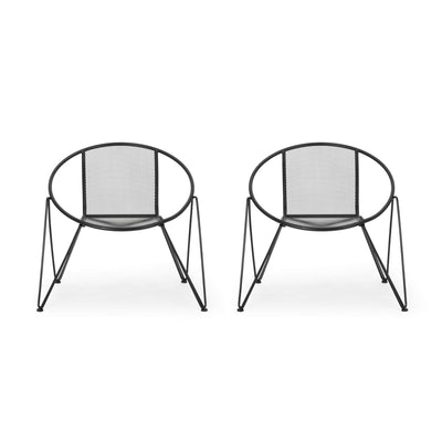 Christopher Knight Home Christopher Knight Home Georgia Modern Outdoor Iron Club Chair (Set of 2), 33 "W x 26.25 "D x 29.75 "H, Matte Black