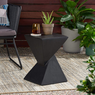 Christopher Knight Home Christopher Knight Home Kajsa Outdoor Lightweight Concrete Accent Table, Black