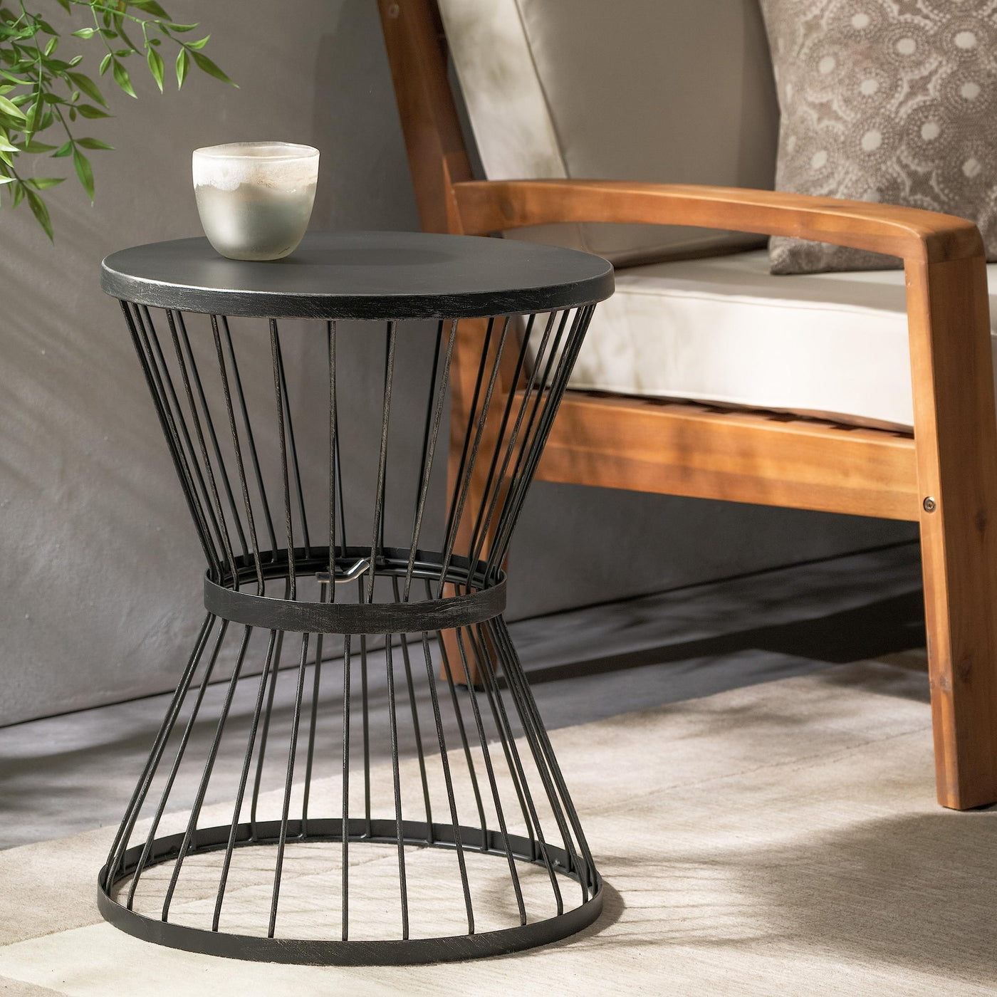 Christopher Knight Home Christopher Knight Home Lassen Outdoor 16" Iron Side Table, Matte Black