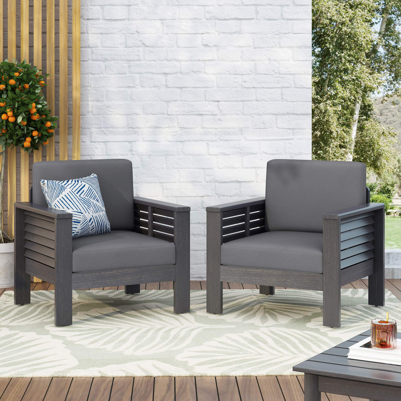 Christopher Knight Home Christopher Knight Home Louver Club Chairs, Dark Gray