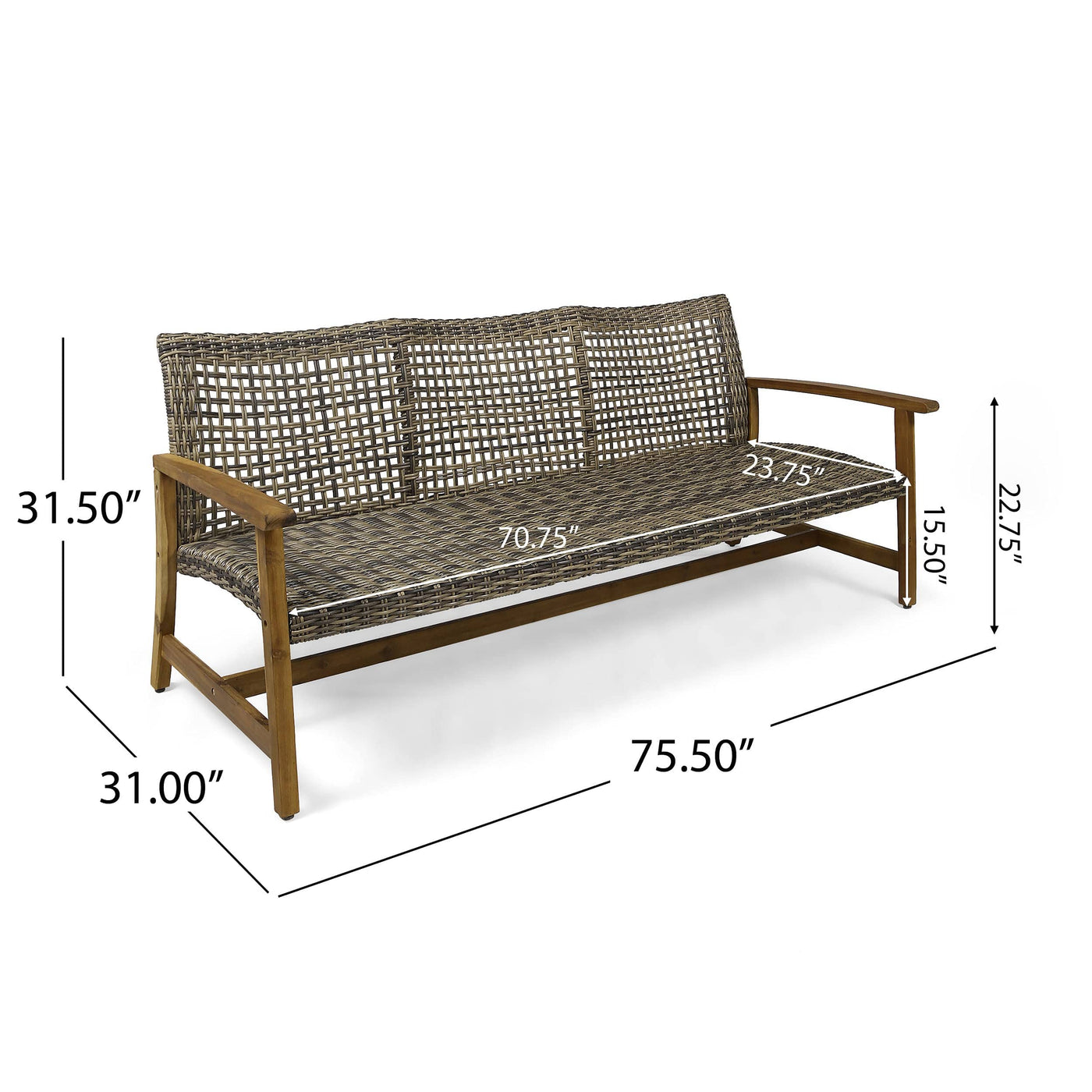 Christopher Knight Home Christopher Knight Home Marcia Outdoor Wicker Sofa + Gino Outdoor Acacia Wood Side Table